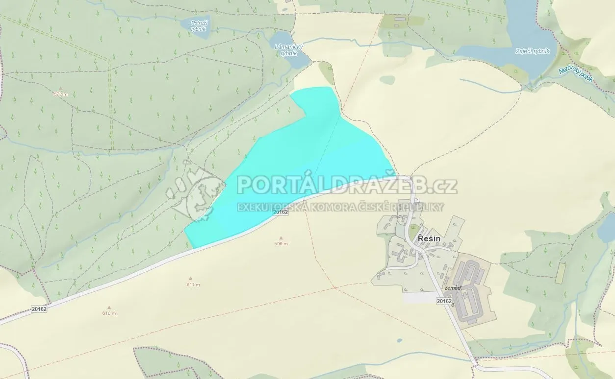 Pozemky 225 137 m2 , obec Bezdružice
