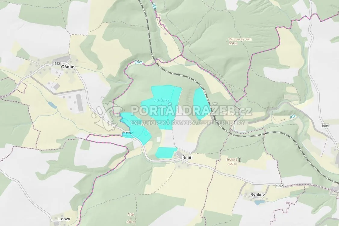 Pozemky 385 333 m2, obec Řebří