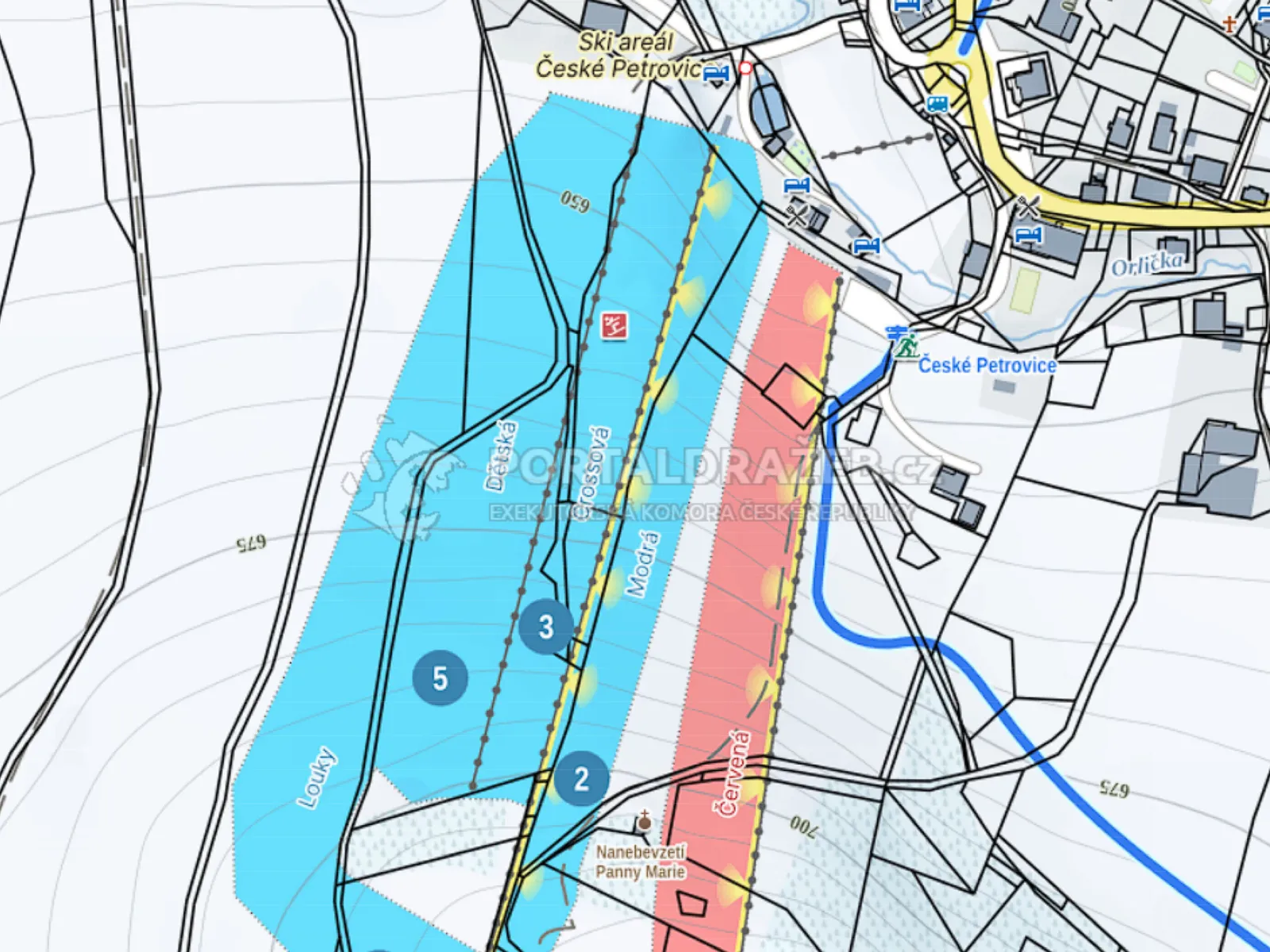 Pozemky o výměře 6 461 m2 v obci České Petrovice, okres Ústí nad Orlicí